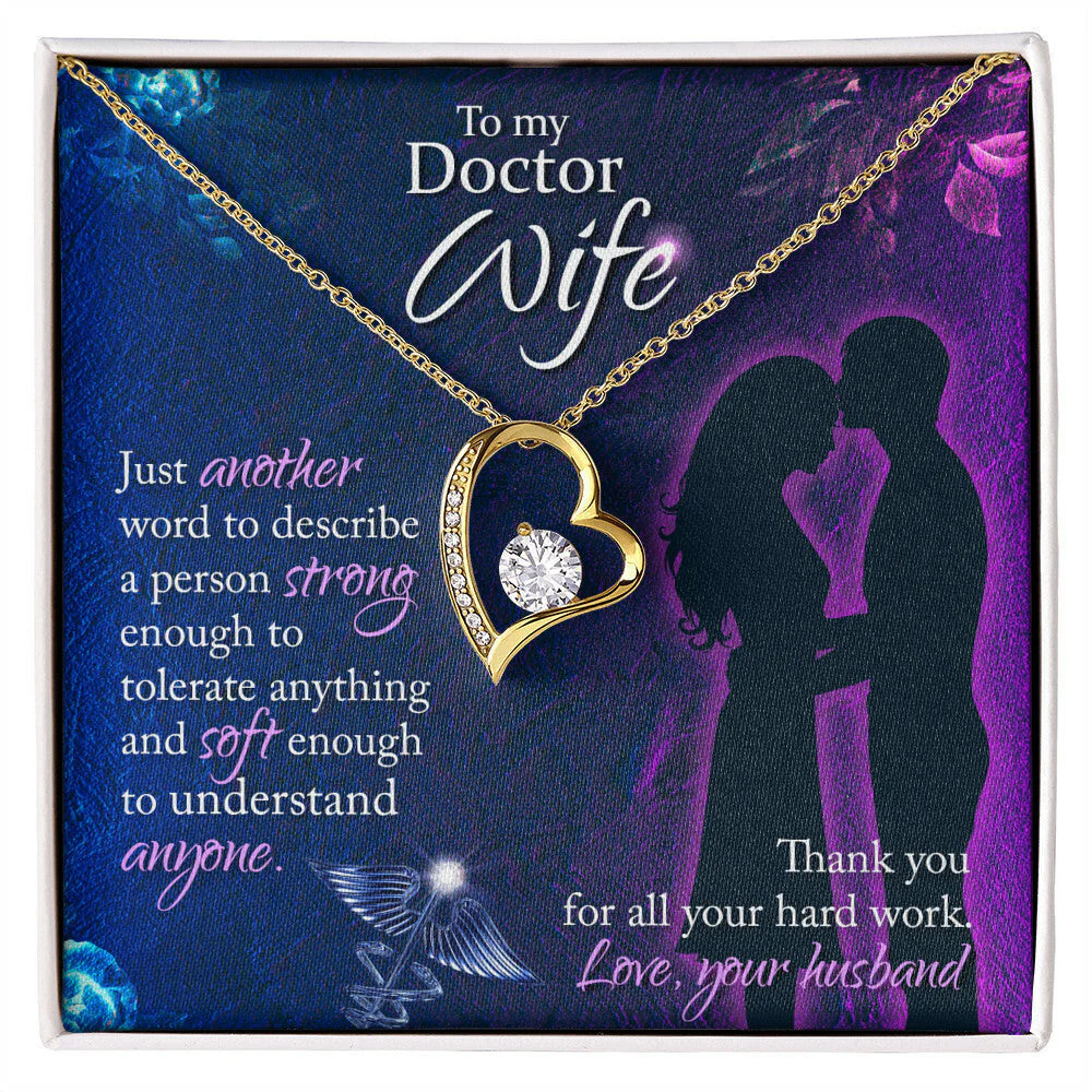 Just Another Word Nurse Forever Love CZ Heart Necklace White Gold Luxury Box